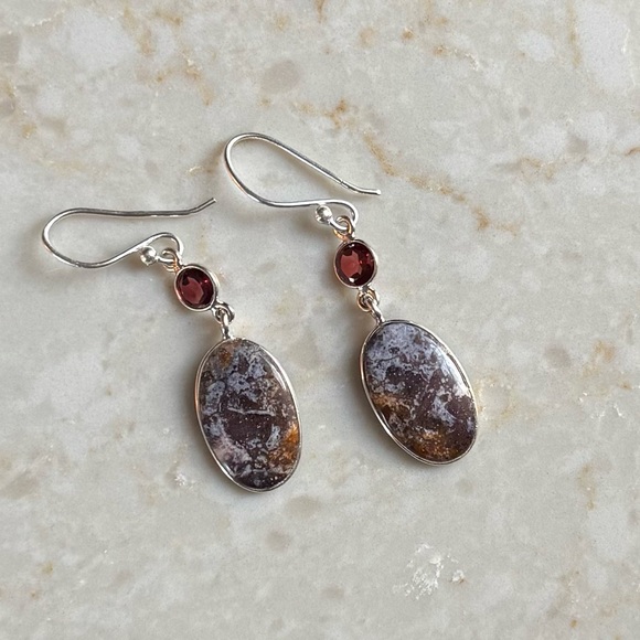 NWOT Sundance Painted Prairie Earrings Indian Blanket Jasper Garnet Sterling